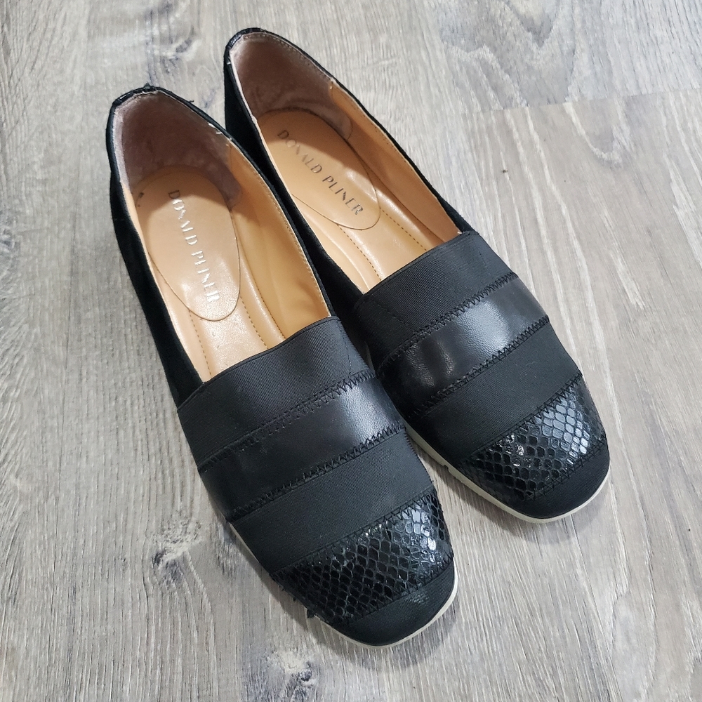 Donald Pliner May loafers Elastic Comfort Slip On  Black Patent Leather 7.5